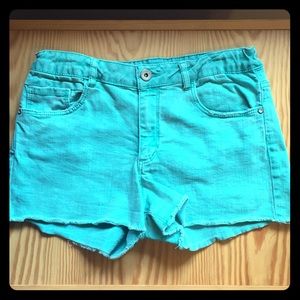 ZARA GIRL 🦋 GREEN STRETCH JEAN SHORTS